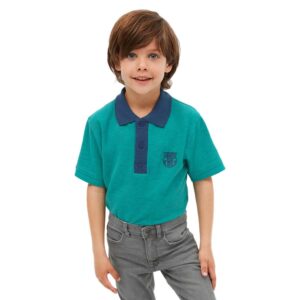 BarÇa Chest Short Sleeve Polo Verde 6 Years Niño