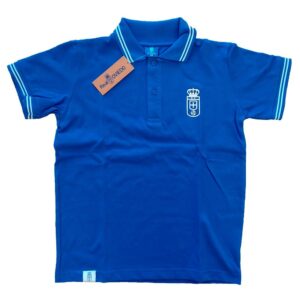 Real Oviedo Crest Junior Short Sleeve Polo Shirt Azul 8 Years